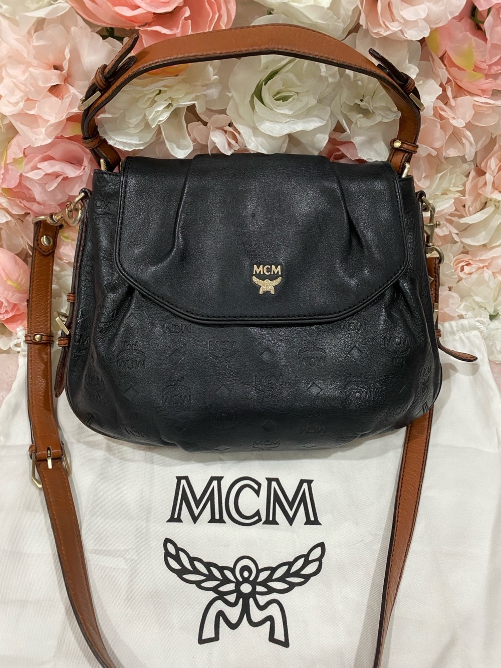 MCM Black Leather Shoulder Bag